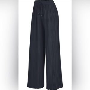 Made By Johnny Women's Pleated Wide Leg Palazzo Pants with Drawstring Size Plus